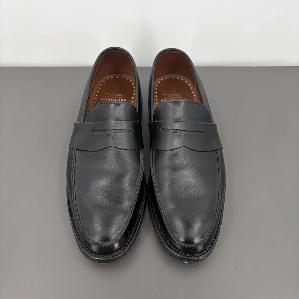 Brooks Brothers Black Leather Goodyear Welted Penny Loafers Men 9.5D Made in USA